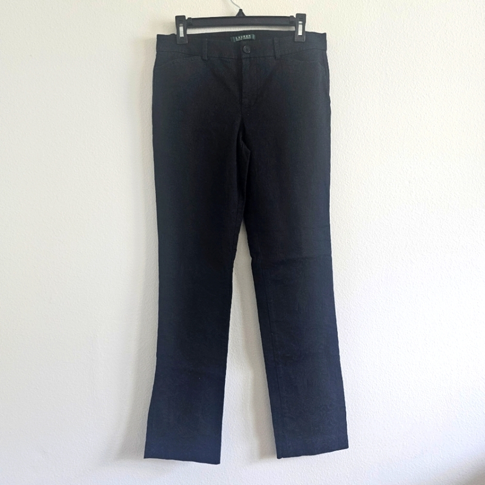 Lauren Ralph Lauren Women's Black Paisley Embossed Pants Size:6
